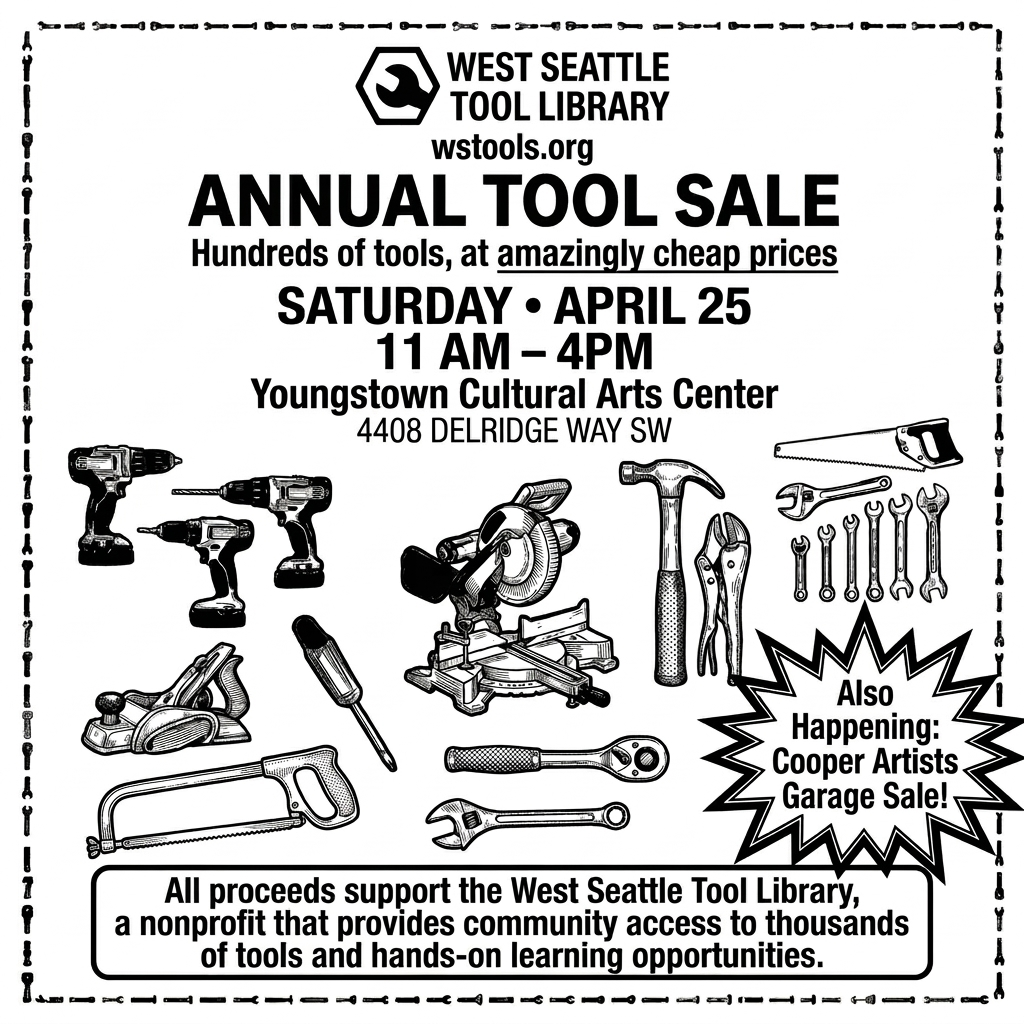 West Seattle Tool Library holding annual Tool Sale Fundraiser on